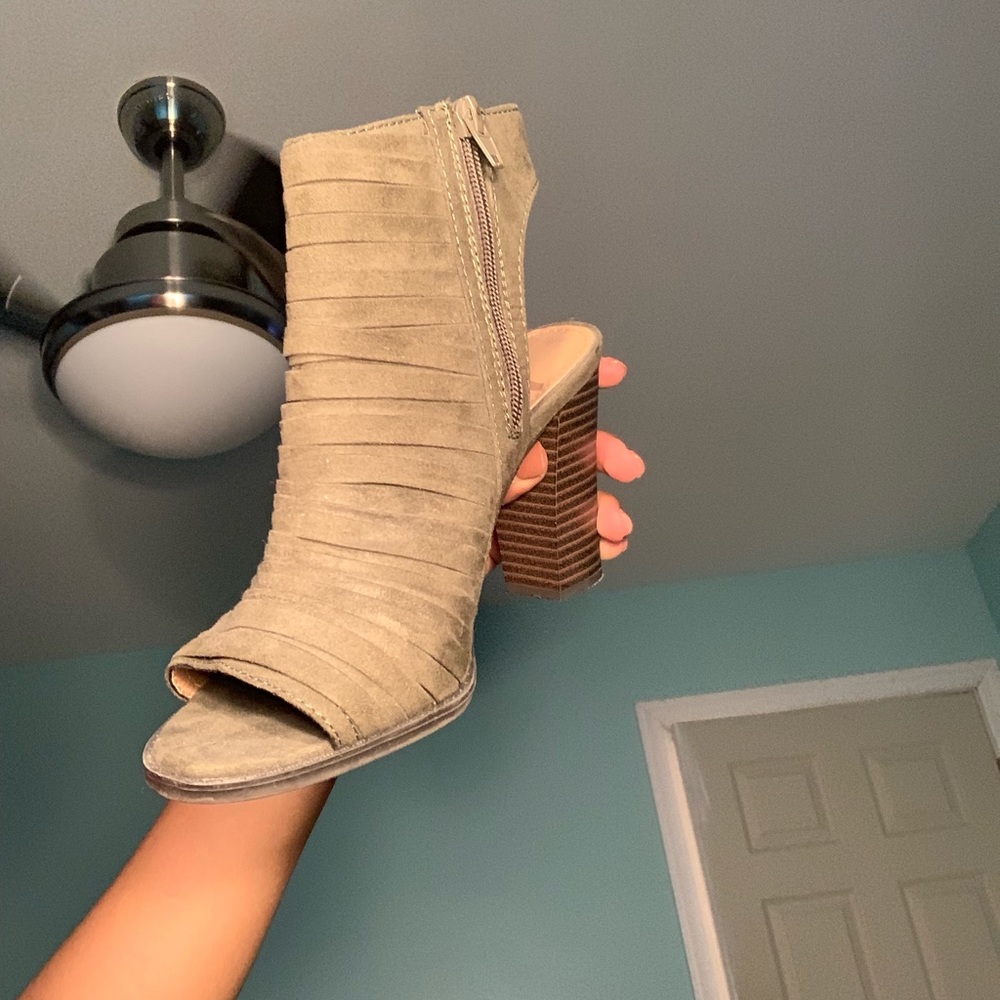 Olive Green Open Toe Booties